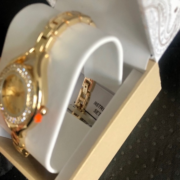 NEW Charter Club Gold Tone Watch with Crystals - Picture 4 of 6